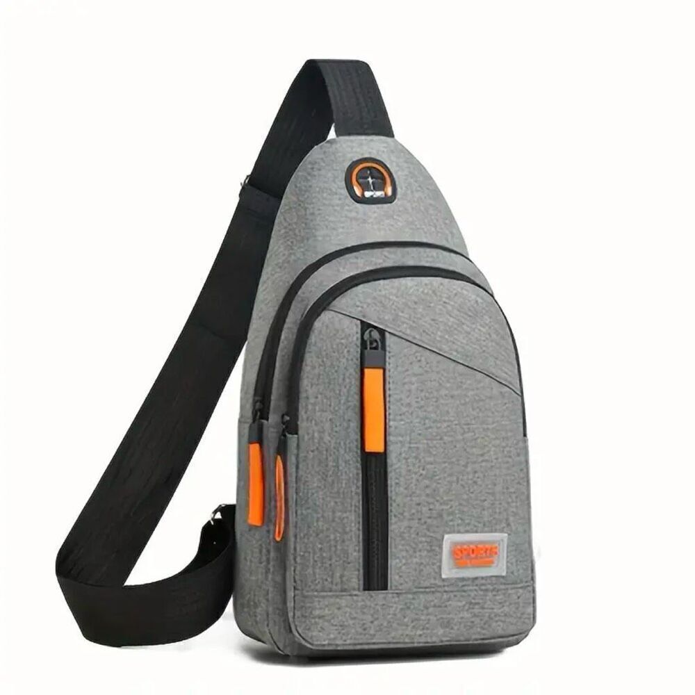 NWT SPORTS One Shoulder Sling Slant Cross Chest Men Women Unisex Grey Orange Bag